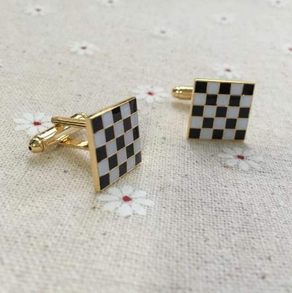 Checkered Mosaic Pavement Masonic Cuff Links