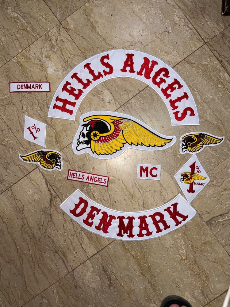 Hell Angels Denmark Biker Patch Set Skull Wing Full Back Patch MC Styl