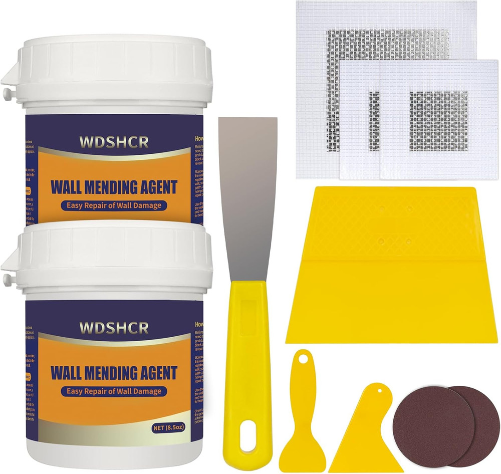Drywall Repair Kit 2Pack Hole Patch Spackle Putty 8.5oz w/ Scraper Quick Fix