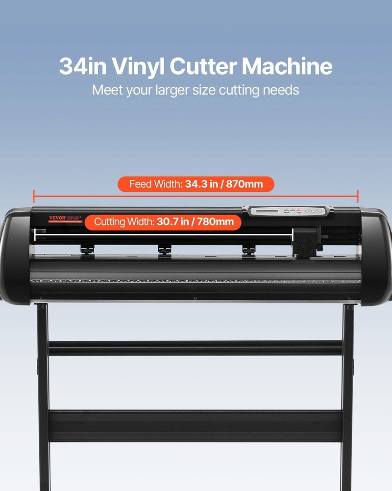 34in Bluetooth Cutting Plotter 400in/min Steel Roller & Adjustable Force