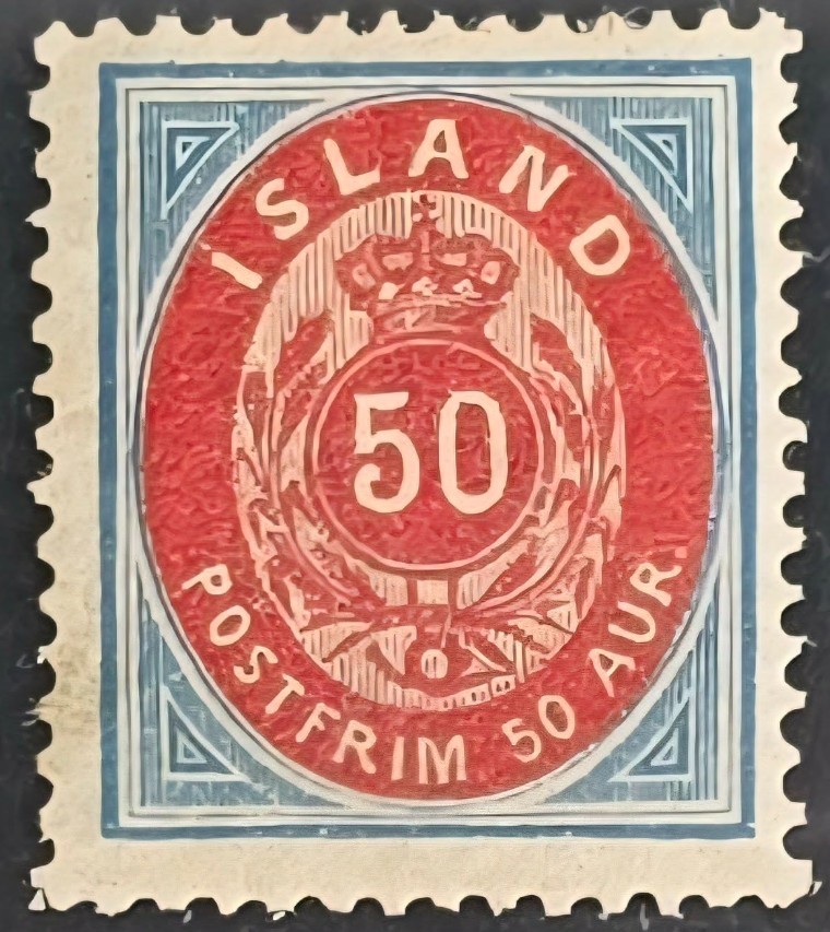 ICELAND 50 aur. Oval Perf.14 Fresh MLH