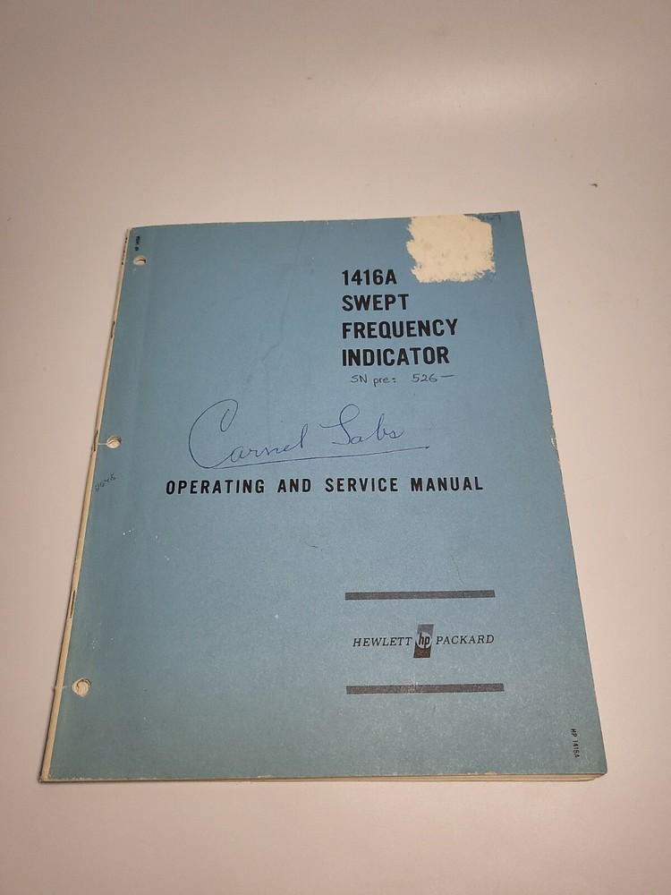 HP 1416A Swept Frequency Indicator ~ Operating & Service Manual