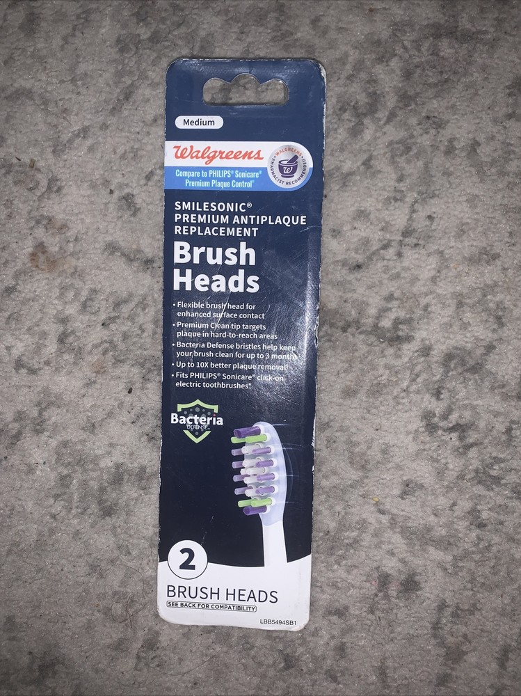 Walgreens Smilesonic Replacement Tooth Brush Heads 2-Pack