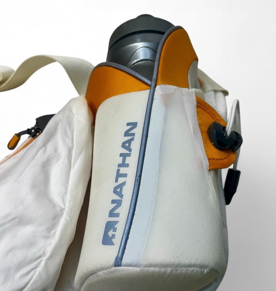 Nathan Elite Hydration Belt Adjustable With 22oz Bottle Orange & White