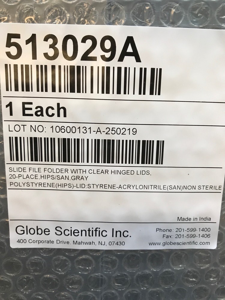 (10 Pcs) GLOBE 20-Place HIPS Microscope Slide Storage Protector Holder Gray