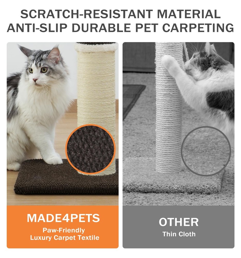 Made4Pets Tall Cat Scratching Post, Heavy Duty and Thicker Scratching Posts for
