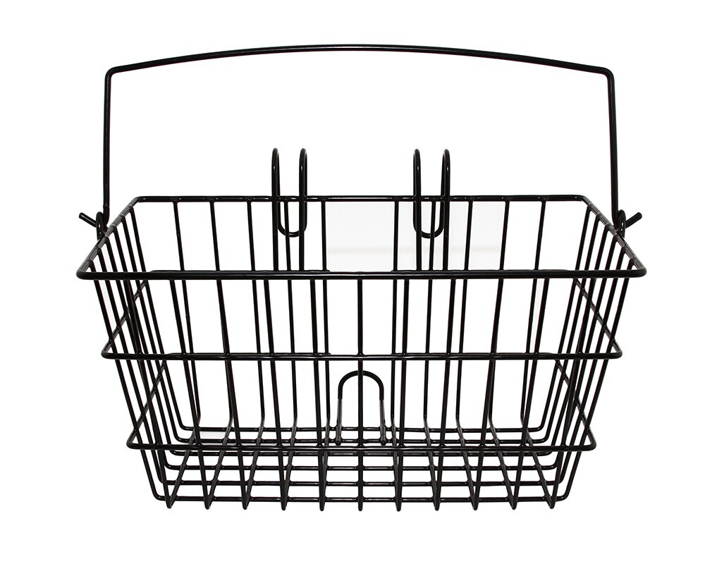 ALTALINE BICYCLE SQUARE SHAPE STEEL FRONT WIRE BLACK STORAGE BASKET.