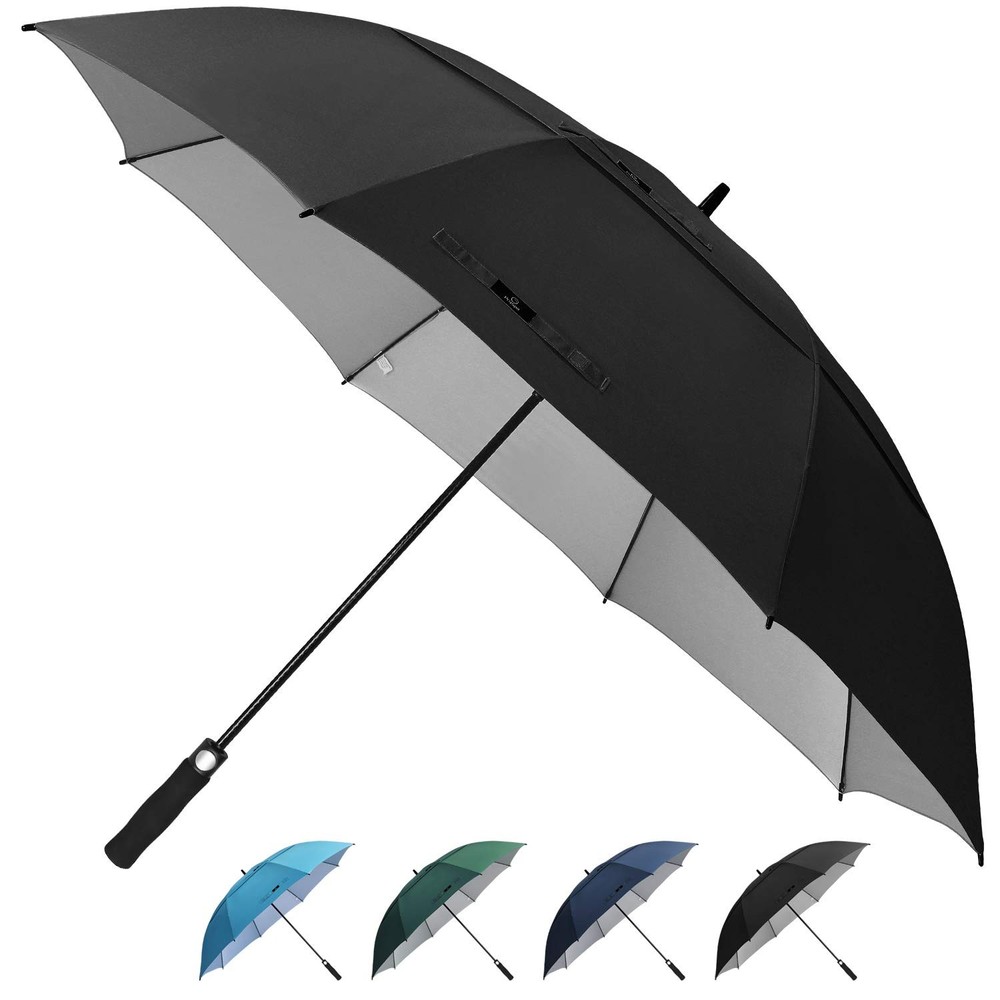 68 Inch Extra Large Golf Umbrella Double Canopy Automatic Open Sun Rain Stick...