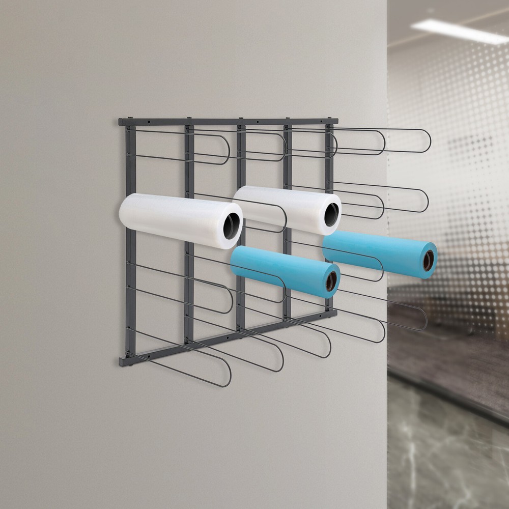 Wall Mount Blueprint Storage Rack Map Poster Paper Holder with 20 Roll Holders