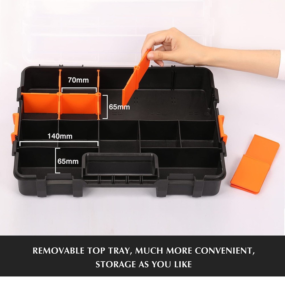 2PCS Toolbox Organizer Sets, 20 Removable Dividers, Durable Plastic Box, Exce...