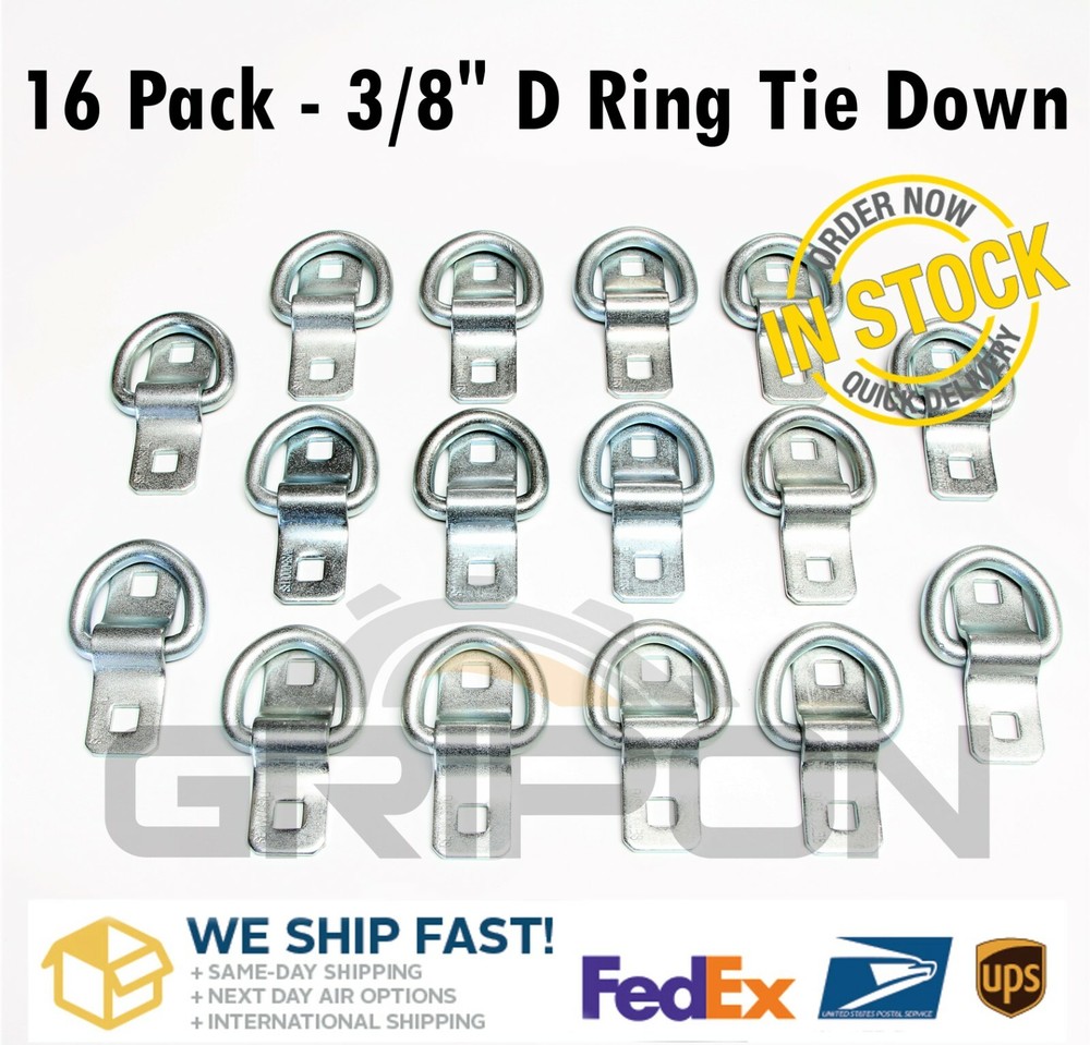 20x 3/8" D Ring Tie Down 5000lbs Surface Mount Anchor Flatbed Van Trailer Cargo