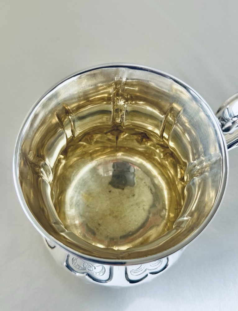 Antique Victorian Solid Sterling Silver Mug Scroll Handle Sheffield 1850