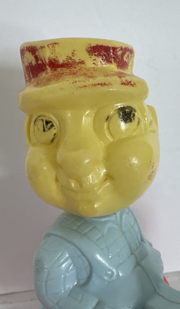 Empire Tractor Farmer Bobble Head Pull Toy Blow Mold Original Pull String Rare