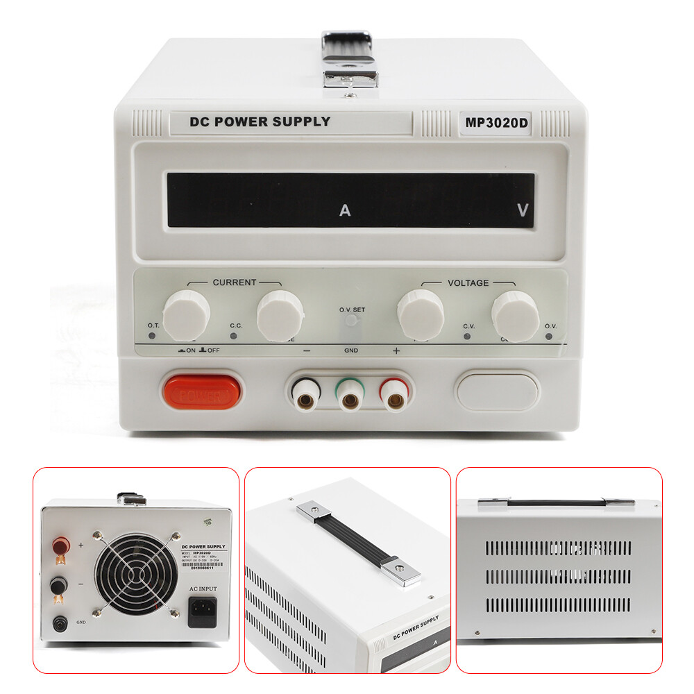 DC Power Supply Variable 30V 20A Adjustable High Precision Digital & Power Cord