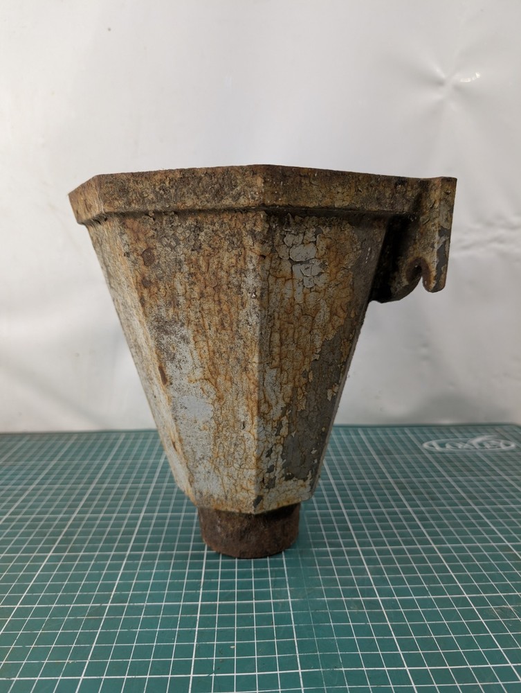 Vintage Cast Iron Gutter Rain Water Hopper / Planter Angular
