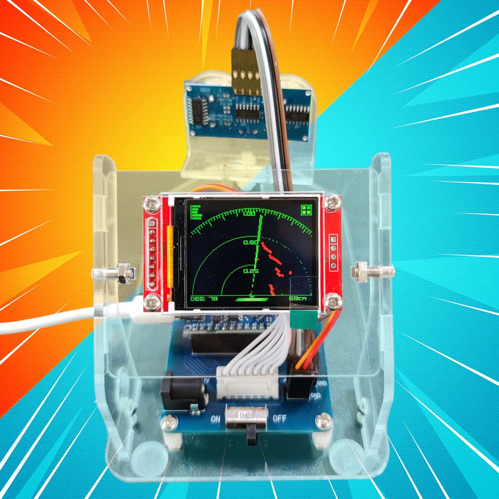 Mini Ultrasonic Radar + 1M Motor Range for Arduino Starter Kit Program Education