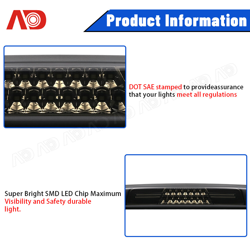 For 1994-2002 Dodge Ram 1500 2500 3500 LED 3rd Third Brake Light Tail Cargo Lamp