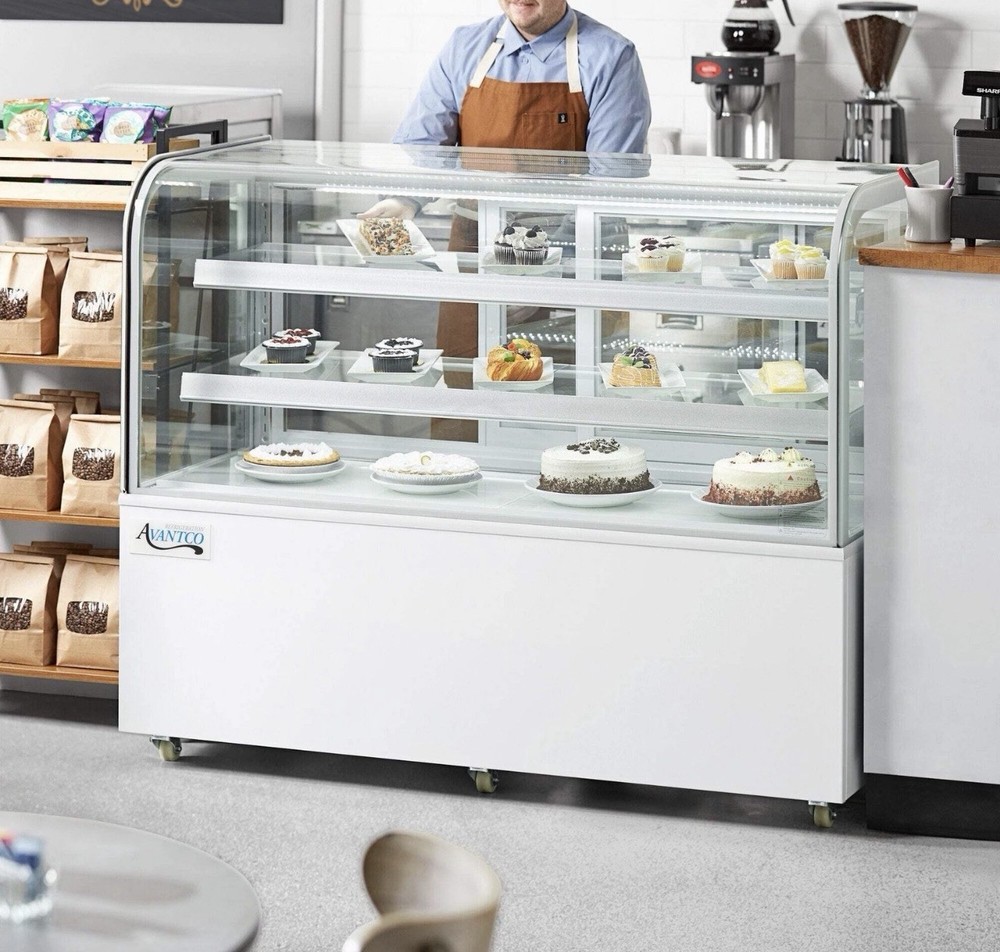 60" Curved Glass White Refrigerated Bakery Display Case