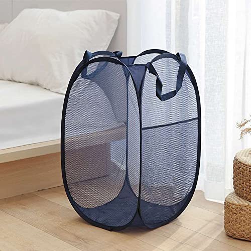 2 Laundry Baskets, pop-up Laundry Baskets, Foldable mesh Laundry Baskets 2 blue