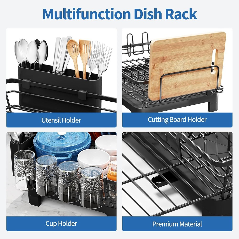 Dish Drying Rack Expandable Dish Rack Large Capacity Dish Drainer Kitchen