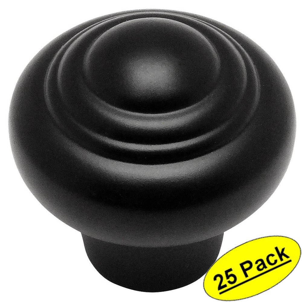 *25 Pack* Cosmas Cabinet Hardware Flat / Matte Black Round Knobs #4582FB