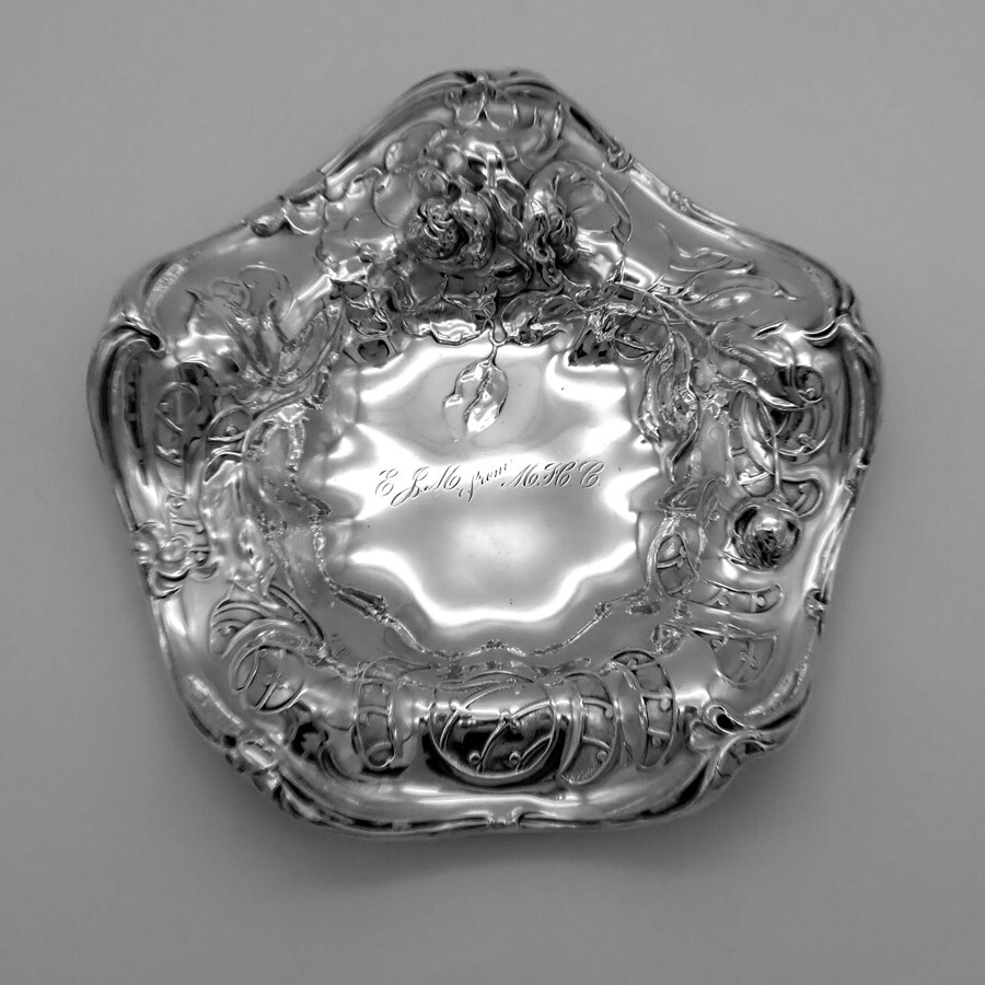 Rose Scroll Medium Serving Bowl International Sterling Mono EJM from MHC