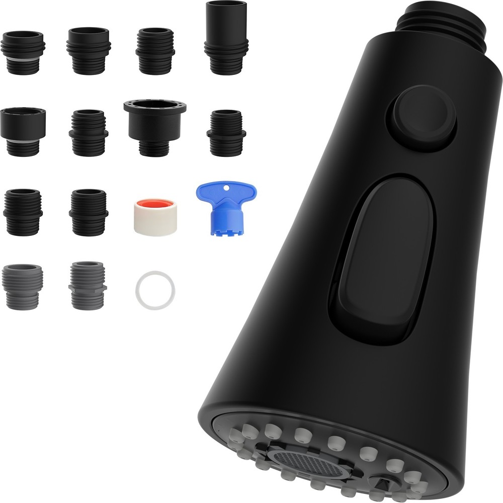 Kitchen Faucet Head Replacement 3-Function Pull Down Faucet Sprayer Head Black