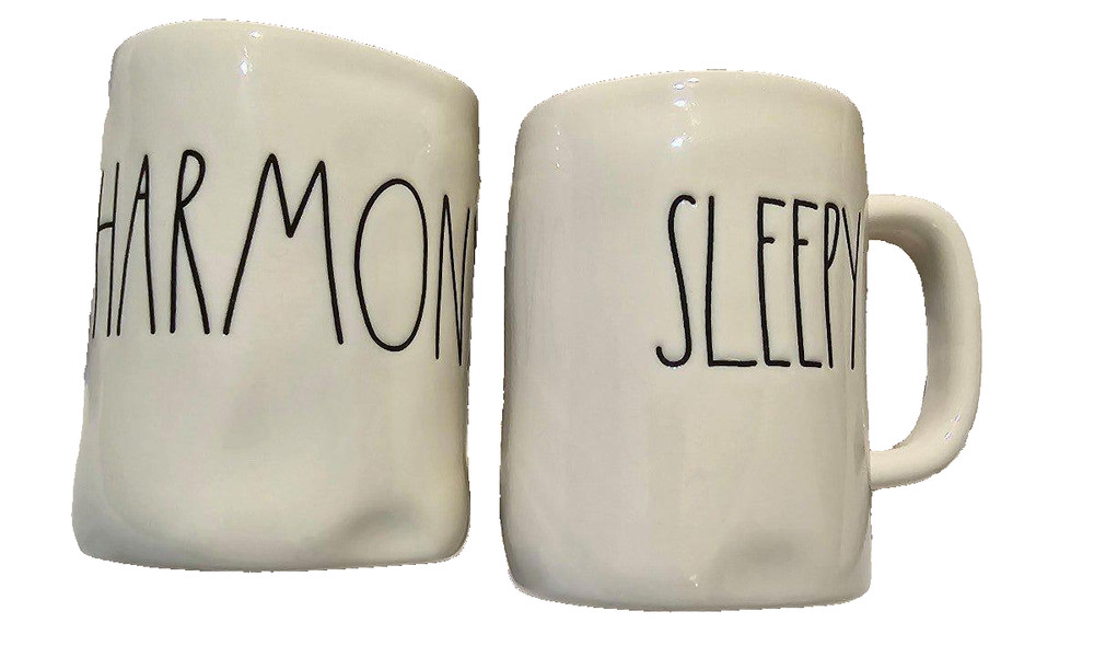 Rae Dunn sleepy Harmony white 2 Cup Bundle