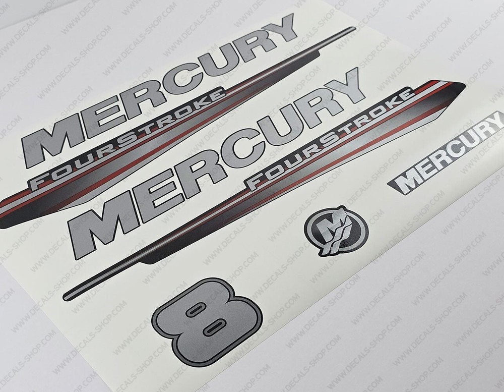 Mercury 8 hp Four Stroke 2013-2017 RED outboard engine decals sticker