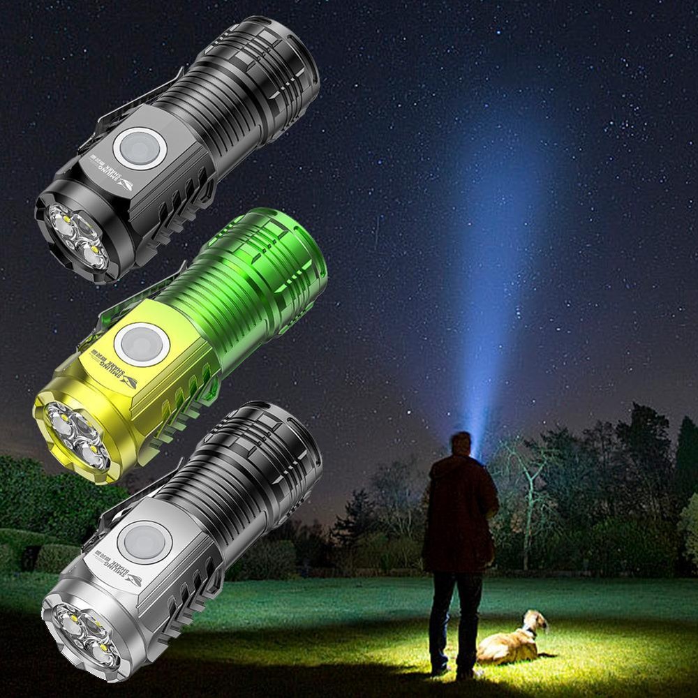 Mini Super Bright LED Flashlight Keychain Pocket Torch USB-Rechargeable Portable