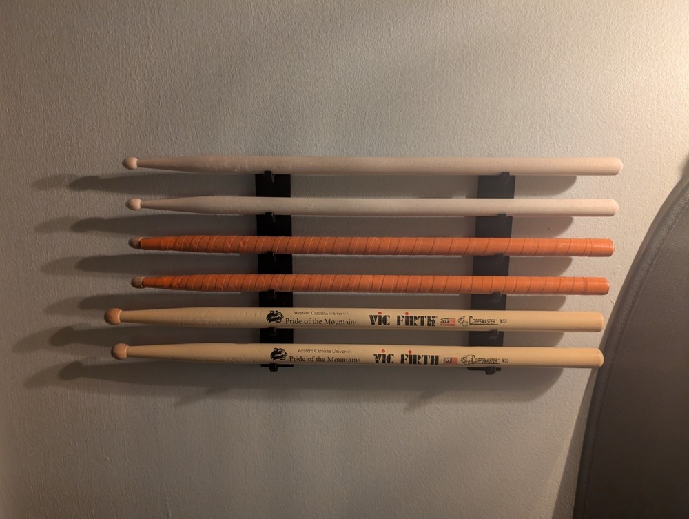 Wall Mounted Drumstick Display Holder 6 Slot Black Storage Rack