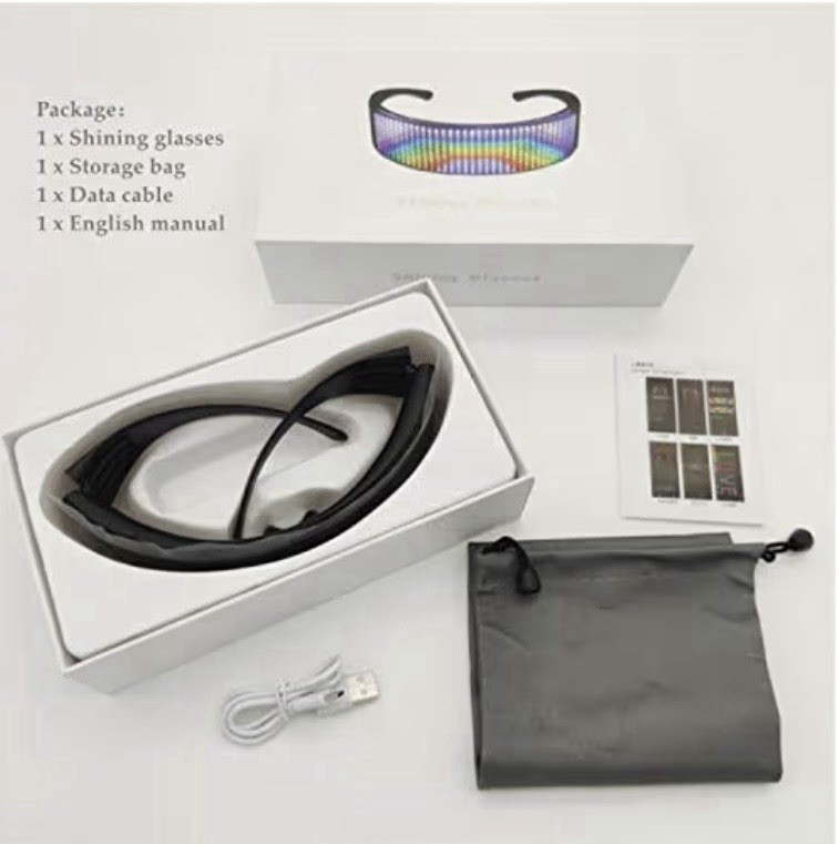 LED Customizable Bluetooth Glasses, APP Control LED Display Smart Glasses