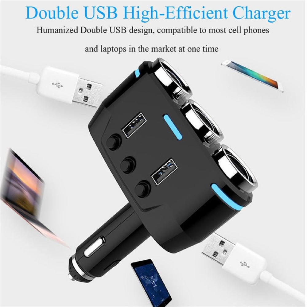 12V-24V Power Adapter Cigarette Lighter Socket Splitter Dual USB Car Charger