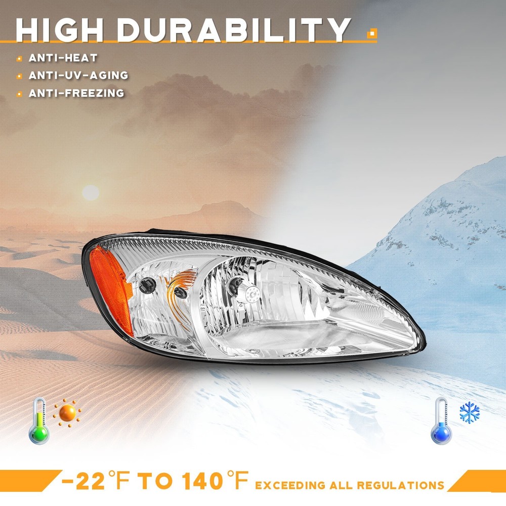 Pair Headlights Assembly Chrome For 2000-2007 Ford Taurus Headlamps w/o bulbs