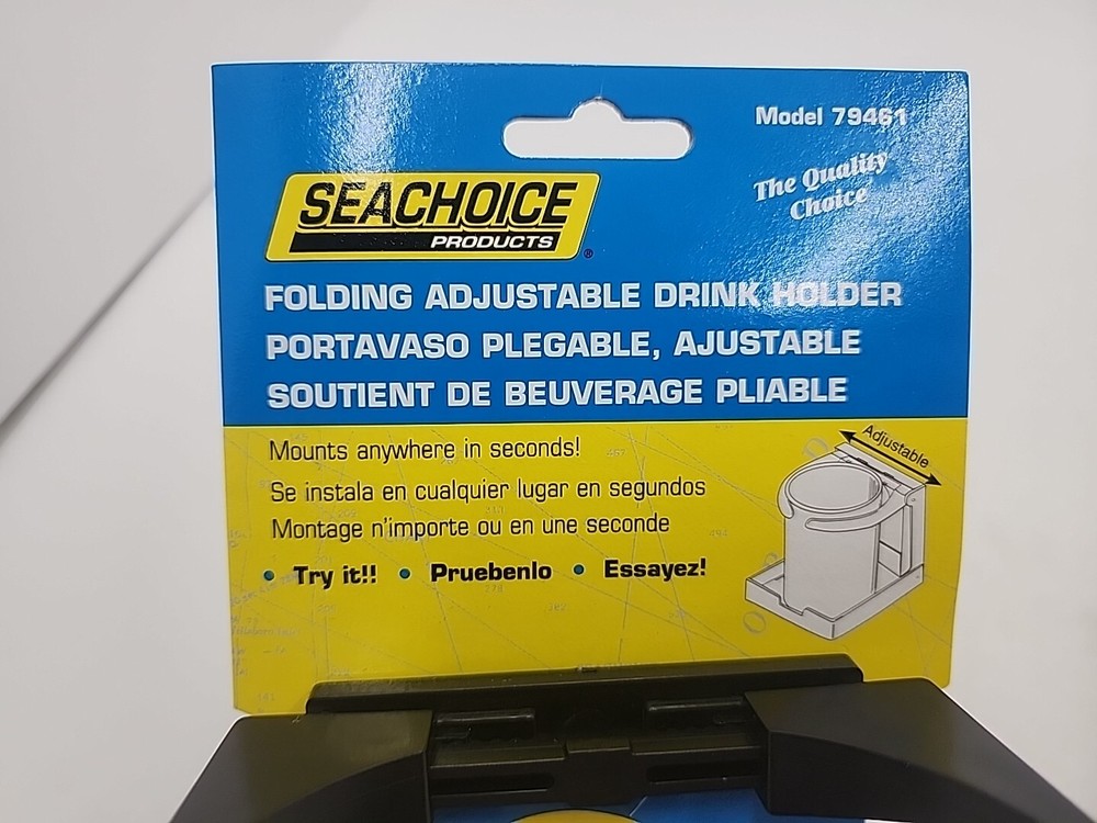 Black Plastic Folding Drink Holder with Adjustable Arms for Boats