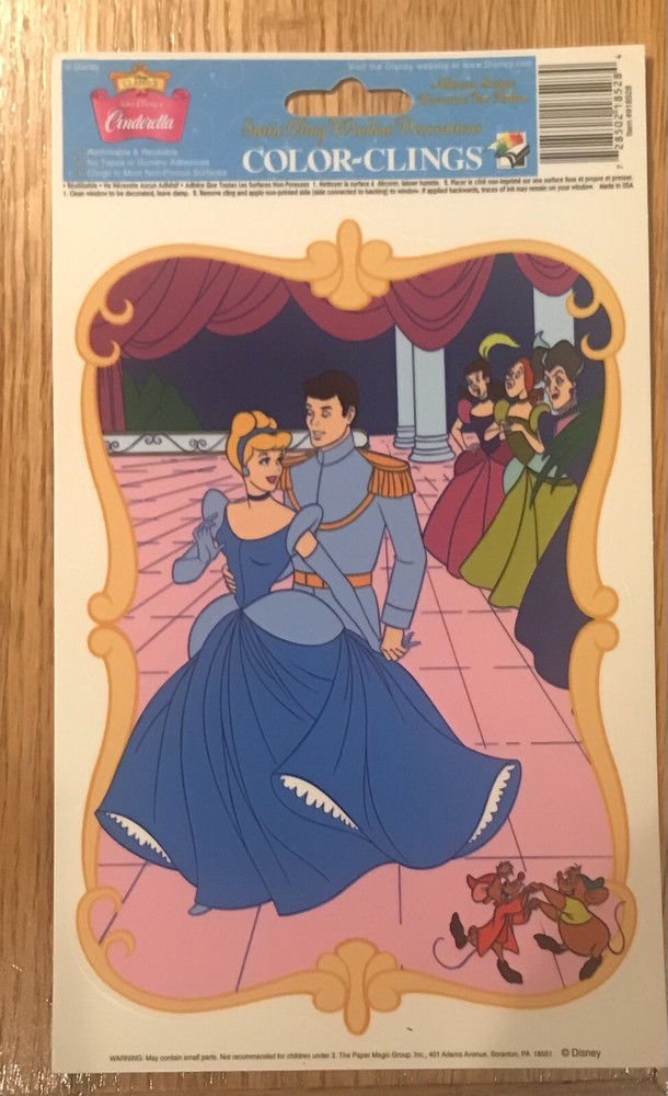 Disney Cinderella color clings Window Decorations Static Removable