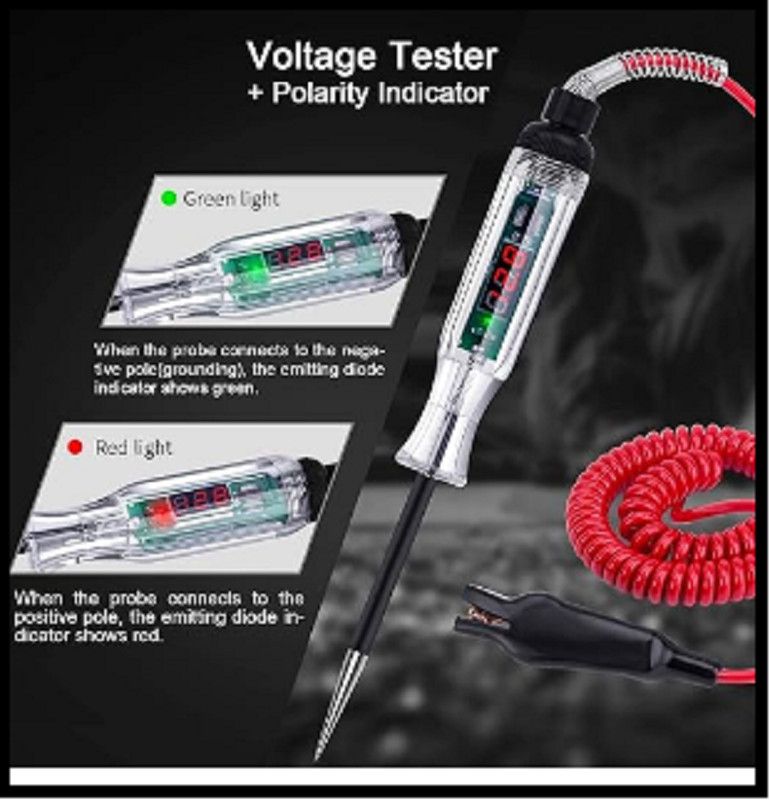 Test Light Automotive 2.6-32V DC Test Light with Voltage Display Stainless Probe