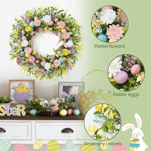 Wreath for Front Door Decorations Egg Door Wreath Decorations, Spring Easter