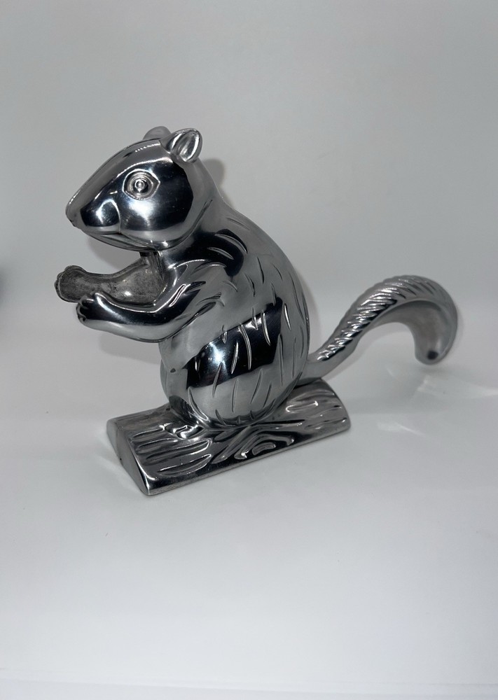 Vintage Davy Crackit Decorative Squirrel Chrome Nutcracker Tool. New In Box
