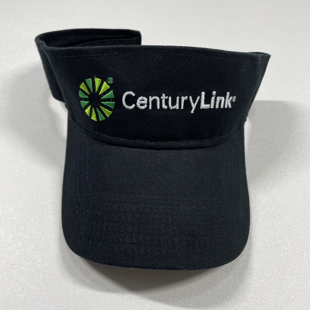 Century Link Visor Hat Cap Men’s Black Strapback Embroidered