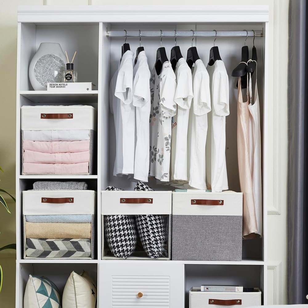 4 Linen Folding Storage Bins ，with Clear Windows and Handles