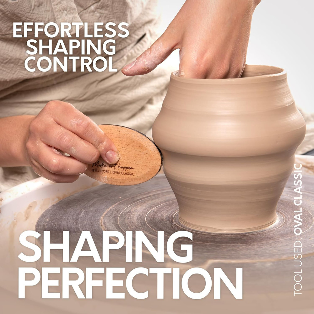 Essential Pottery Ribs Clay Shaping Smoothing Tools Solid Beech Wood 6-Pack