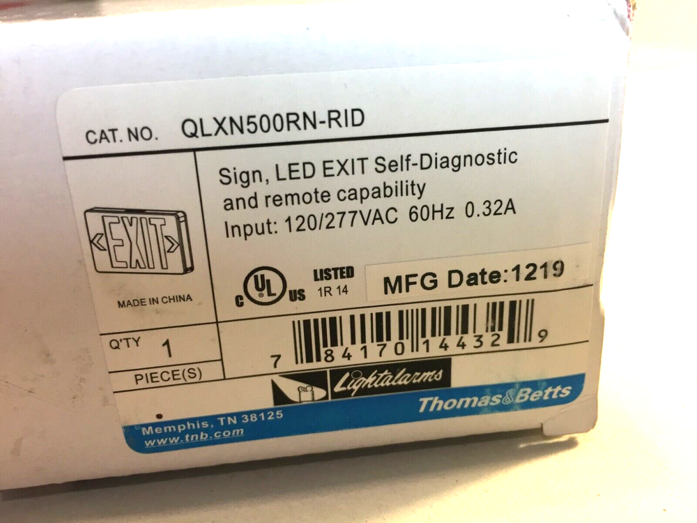 Thomas & Betts - LED Lighted Emergency Exit Sign - 120/277 VAC