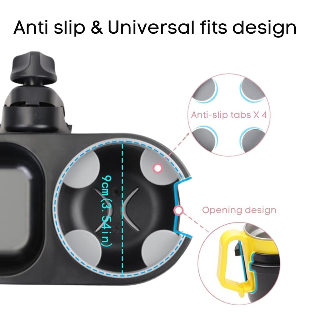 Universal Snack Tray for Stroller with Stroller Cup Holder, Universal Strolle...