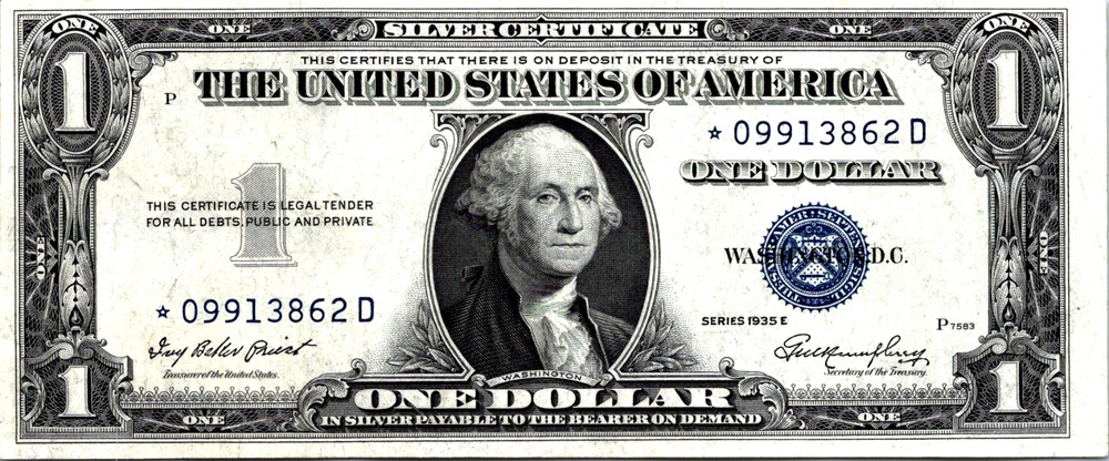 1935-E $1 Silver Certificate Star Note Fr. 1614* CVF-XF