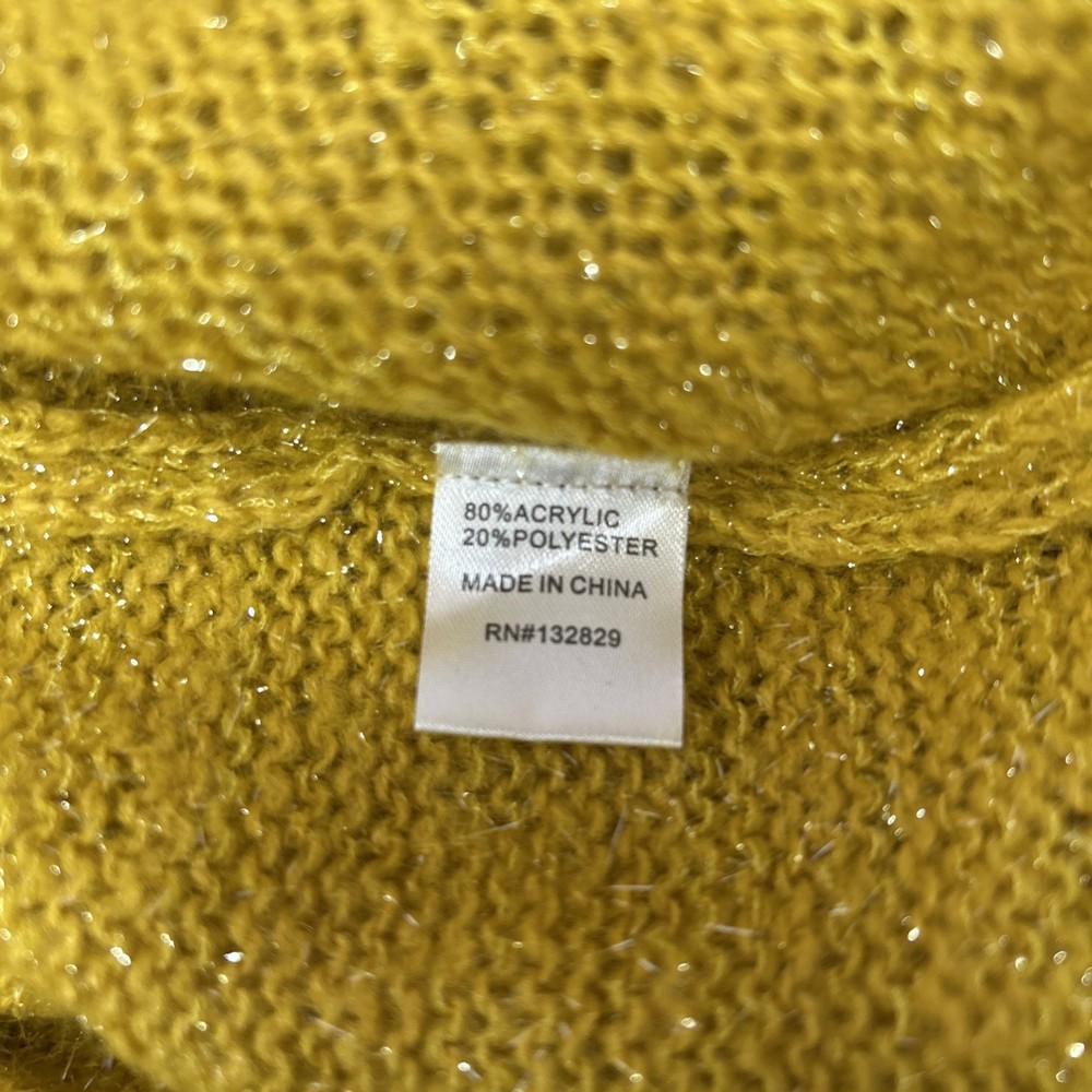 Superdown Women Yellow Pullover Sparkly Sweater Long Medium NWT
