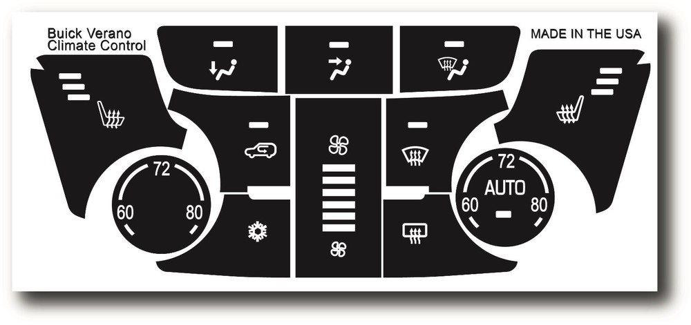 2012-2015 Buick Verano Climate Control Button Repair Decal Sticker Set