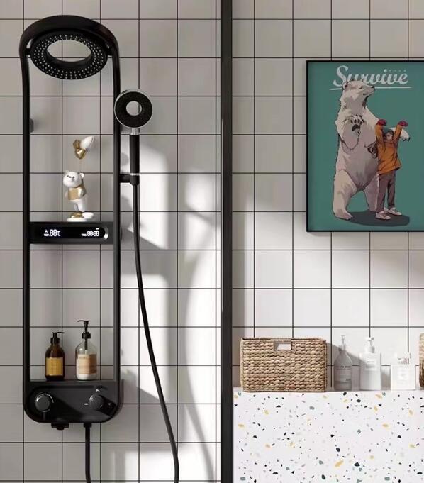 Intelligent Temperature Digital Display Shower Set Storage Rack Storage Table