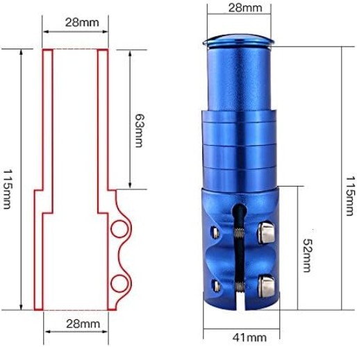 Adjustable Bicycle Fork Stem Raiser for Universal Fit - Blue Anodized Finish