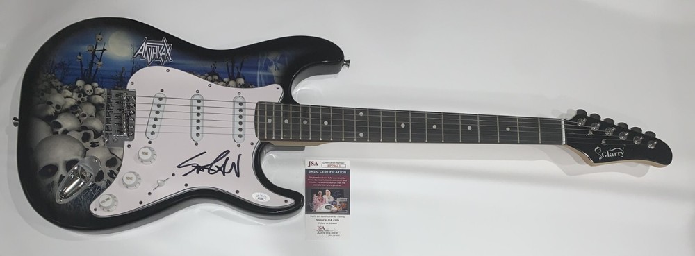 SCOTT IAN SIGNED SKULL ELECTRIC GUITAR ANTHRAX PROOF JSA COA
